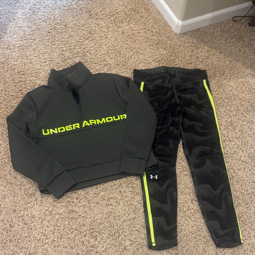 Under Armour Black and Neon Yellow Activewear Set
